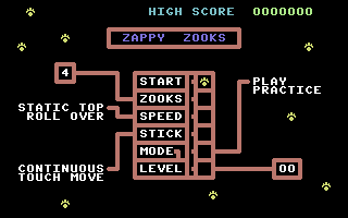 Zappy Zooks Commodore 64 Options.