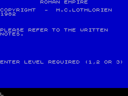 Roman Empire ZX Spectrum game starts