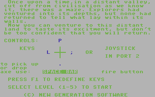 Escape Commodore 64 Instructions