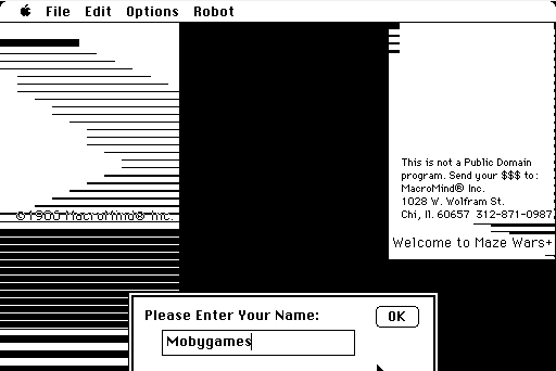 Maze Wars+ Macintosh Title screen