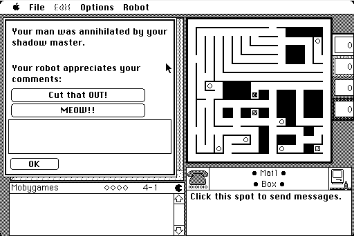 Maze Wars+ Macintosh I got killed! Time to meow?!