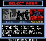 Saban&#x27;s Power Rangers: Lightspeed Rescue Game Boy Color Select Area - Megazord