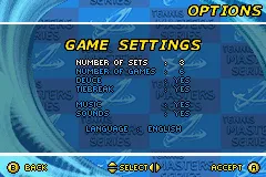 Tennis Masters Series 2003 Game Boy Advance Options