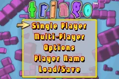 Tringo Game Boy Advance Main menu