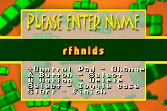 Tringo Game Boy Advance Please Enter Name