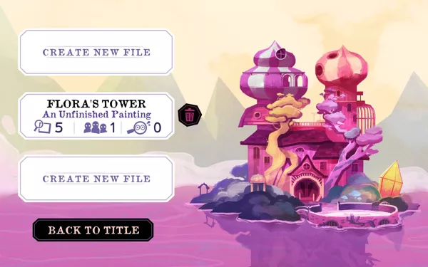 Tangle Tower Windows Starting a game. There are three save slots allowing three concurrent games. The central slot is in use but a new game can be started from one of the remaining two &#x3C;br&#x3E;&#x3C;br&#x3E;Demo version