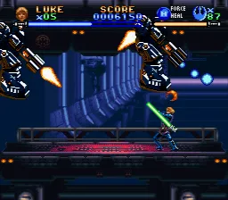 Super Star Wars: Return of the Jedi SNES And fighting off vicious droids.