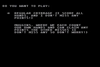 King Cribbage Atari 8-bit Choose Game Type