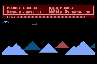 Protector Atari 8-bit An alien ship travels toward the city.