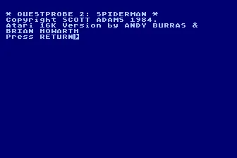 Spider-Man Atari 8-bit Title screen.