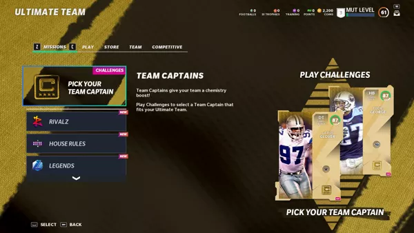 Madden NFL 21 Windows Ultimate Team menu