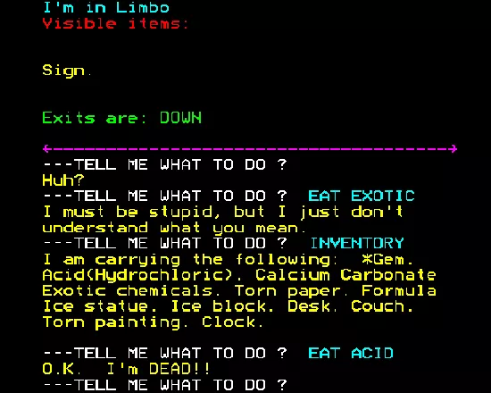 Spider-Man BBC Micro Oops, drinking the acid is not wise.