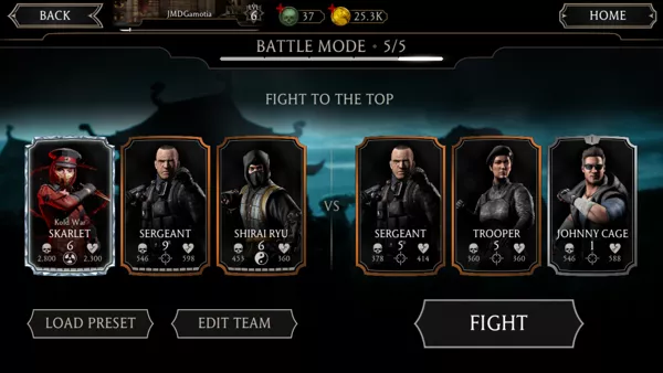 Mortal Kombat X Android The last one begins, with all three characters ready to fight.