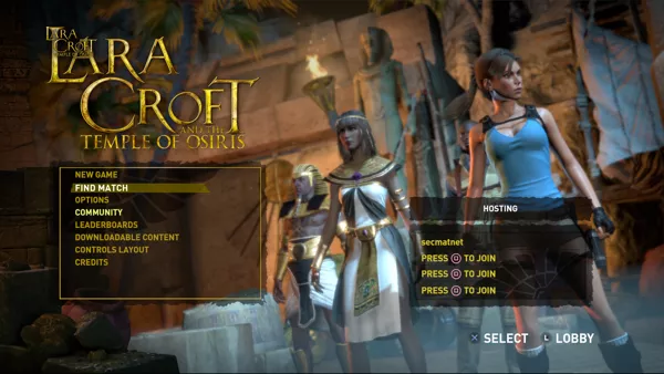 Lara Croft and the Temple of Osiris PlayStation 4 Main menu