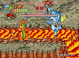 King of the Monsters 2: The Next Thing Neo Geo Fighting Lavicus in the Lava Zone