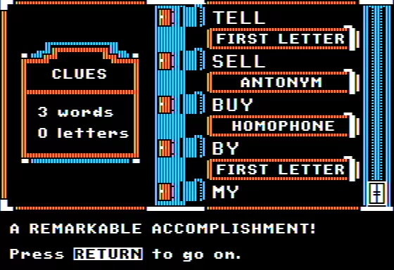 Word-A-Mation: Exploring Word Relationships Apple II Final Score