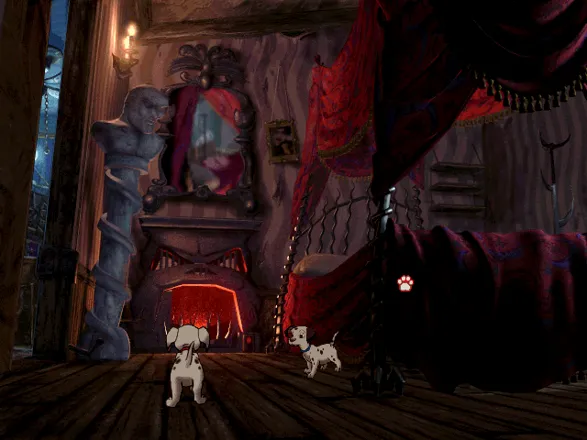 101 Dalmatians: Escape From DeVil Manor Windows The paw turns red when you find objects to interact with.