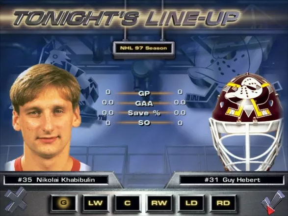 NHL 97 DOS Line-up selection