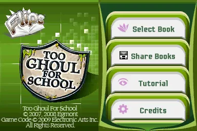 Flips: Too Ghoul for School Nintendo DS Title screen / Main menu
