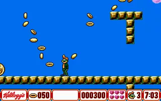 Tony &#x26; Friends: in Kellogg&#x27;s Land DOS Collect flying Kellogg&#x27;s Smacks to get hitpoints
