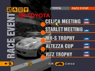 Gran Turismo 2 PlayStation Look! the majority of car dealerships offers race events for some car models.