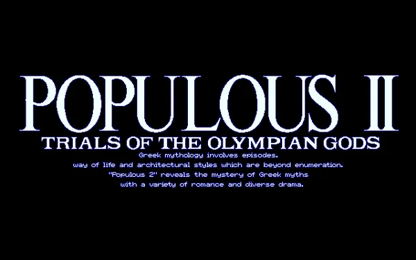 Populous II: Trials of the Olympian Gods FM Towns Title screen
