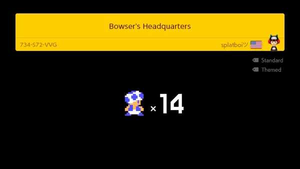 Super Mario Maker 2 Nintendo Switch Each Course World (i.e. user-designed) course comes with a nine letters/digits code, which allows it to be searched for in-game, and shared.