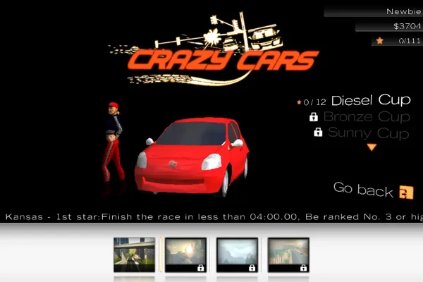Crazy Cars: Hit the Road iPhone Career mode menu