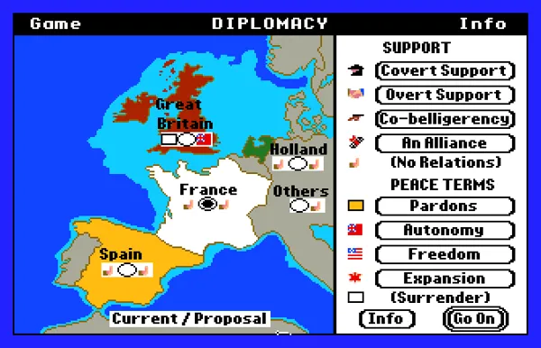 Revolution &#x27;76 Apple IIgs Diplomacy Screen