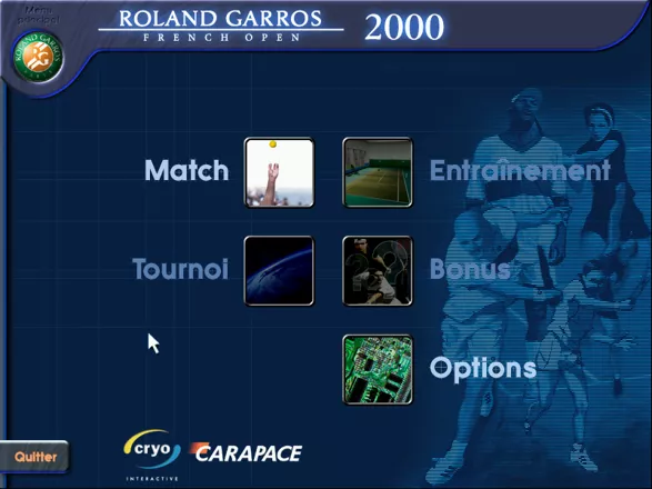 Roland Garros French Open 2000 Windows Main menu (demo version)