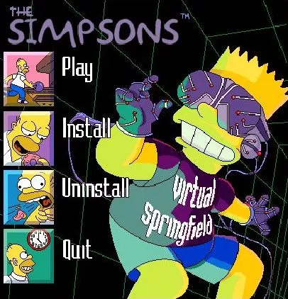The Simpsons: Virtual Springfield Windows The UK CD load/install screen. The presence of a PLAY option does NOT mean the game can be played direct from the CD, it must be installed