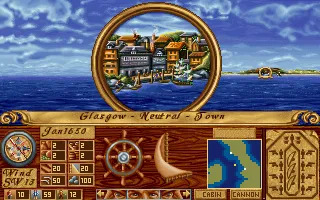 High Seas Trader Amiga By your telescope you may check the towns you are approaching.