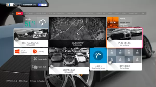 Forza Horizon 4 Windows Main menu