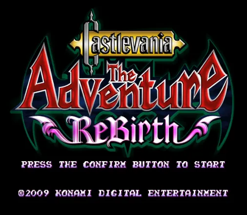 Castlevania: The Adventure - ReBirth Wii Title screen