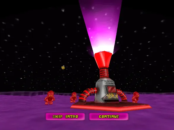 Space Wombat Windows Intro: arriving in your spaceship following a distress signal, with the evil WomBots lying in wait.