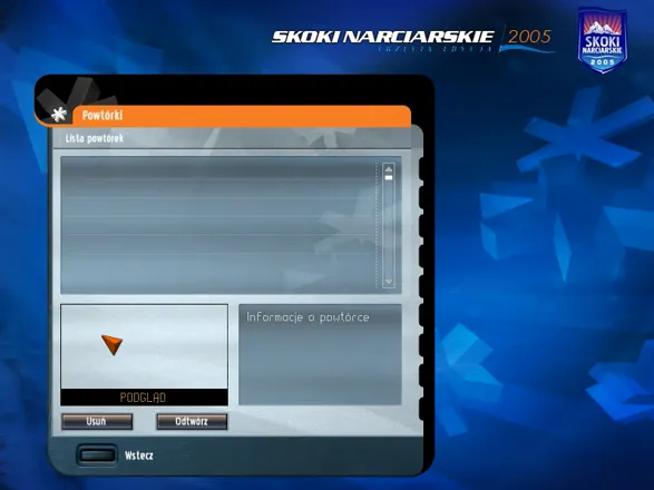Ski Jumping 2005: Third Edition Windows Replays menu