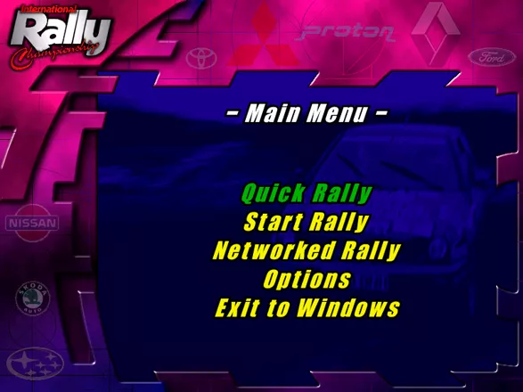 International Rally Championship Windows Main menu screen