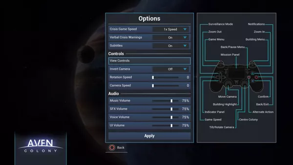 Aven Colony PlayStation 4 Options