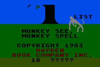Monkey See, Monkey Spell Atari 8-bit Title Screen
