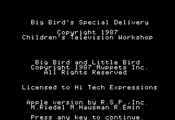 Big Bird&#x27;s Special Delivery Apple II Introduction