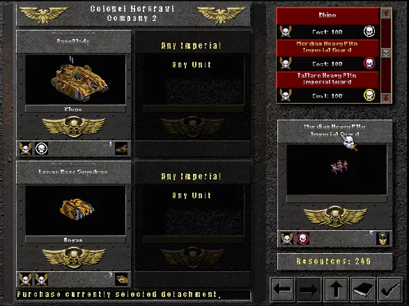 Final Liberation: Warhammer Epic 40,000 Windows Choosing the troops.