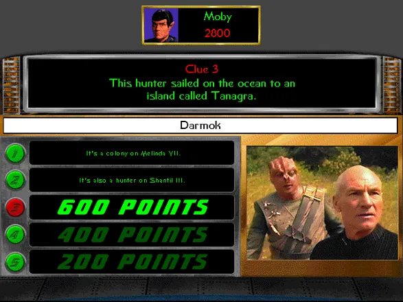 Star Trek: The Game Show Windows Successfully answering a quiz question reveals the associated image.