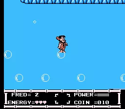 The Flintstones: The Rescue of Dino &#x26; Hoppy NES Jumping on air bubbles across the bottomless pit, naturally