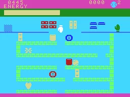 Logic Levels ColecoVision Use the paint cans to change the color of the ball. The game rewards double points when the ball picks up a prize of the same color.