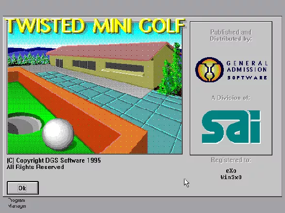 Twisted Mini Golf Windows 3.x Title screen.