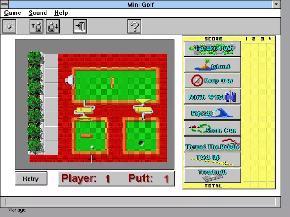 Twisted Mini Golf Windows 3.x The Four Winds course adds vacuums and blowers.