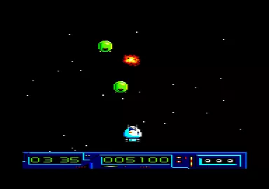 Cerberus Amstrad CPC Fighting a wave of green aliens.