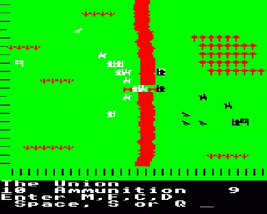 Johnny Reb BBC Micro The Union attempts to hold off the onslaught at the bridge.