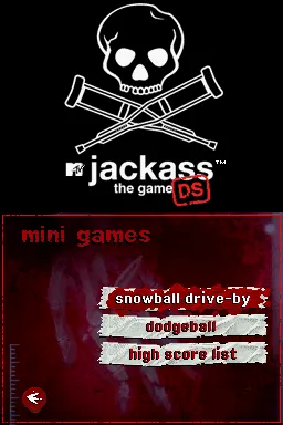 Jackass: The Game Nintendo DS Mini Games Menu