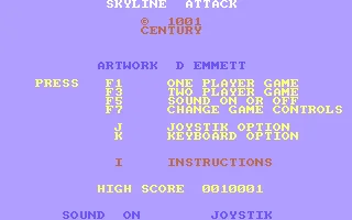 Skyline Attack Commodore 64 Title screen.